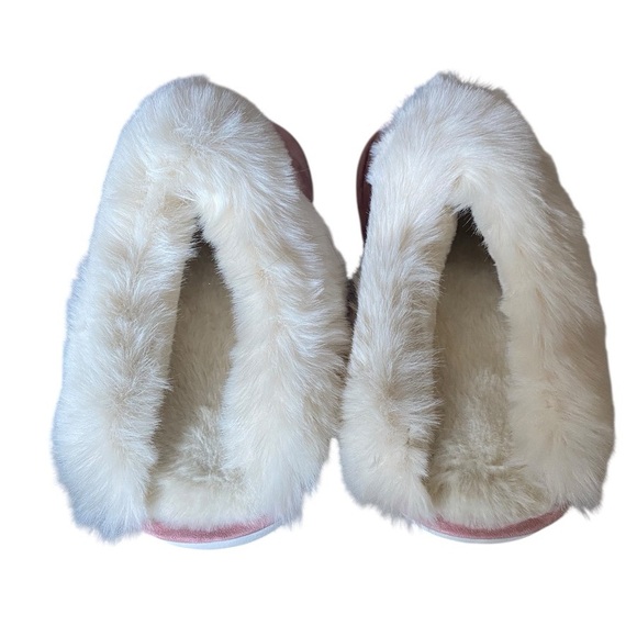Cozy Pink Slippers with White Fur Trim Size 8 - Picture 2 of 7